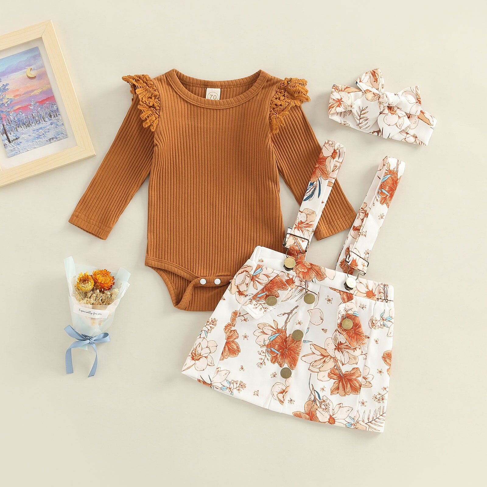 Conjunto Infantil Feminino Blusa Canelada + Faixa Loja Click Certo 