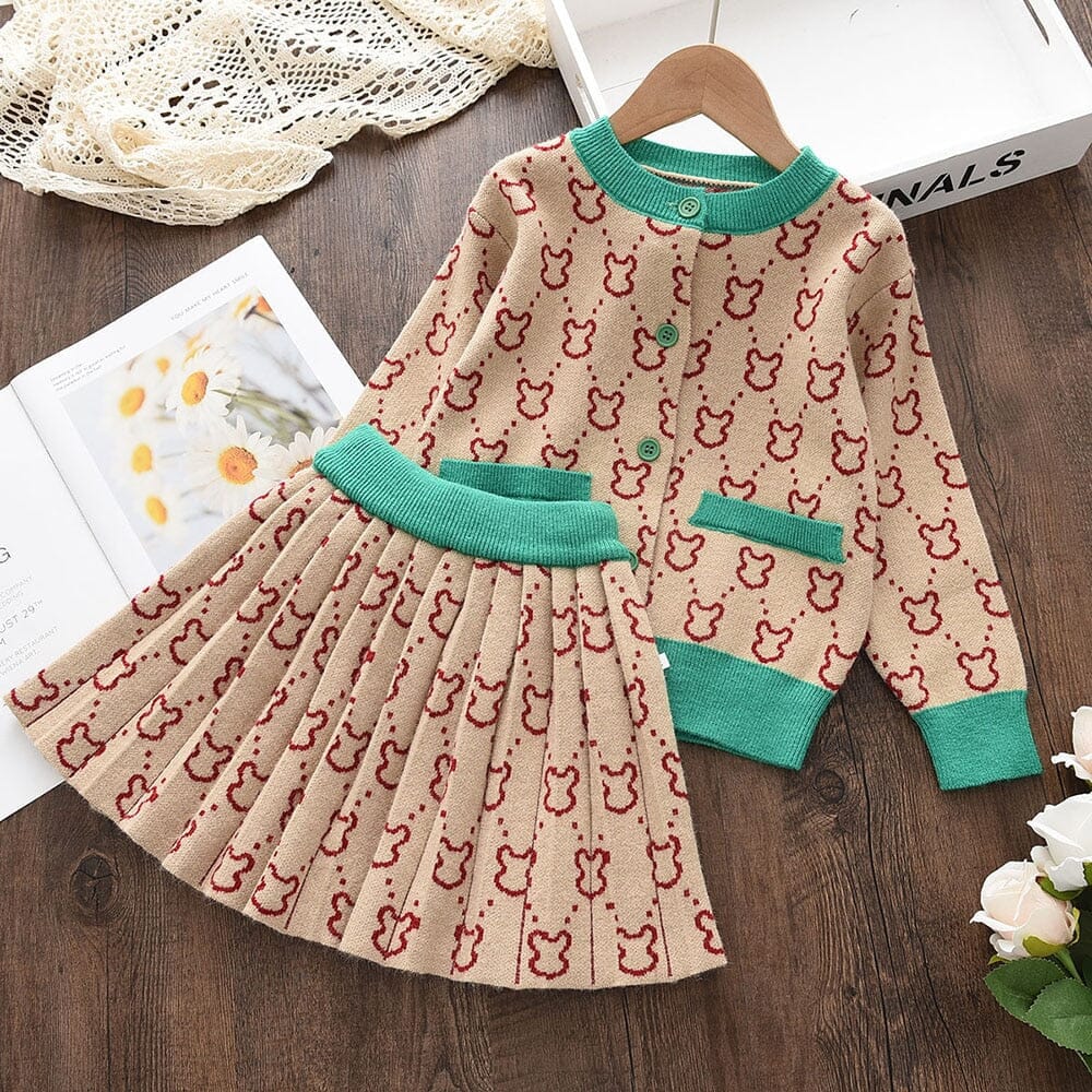 Conjunto Infantil Feminino Bolsinhos e Saia Plíssada Loja Click Certo Verde 12-24 Meses 