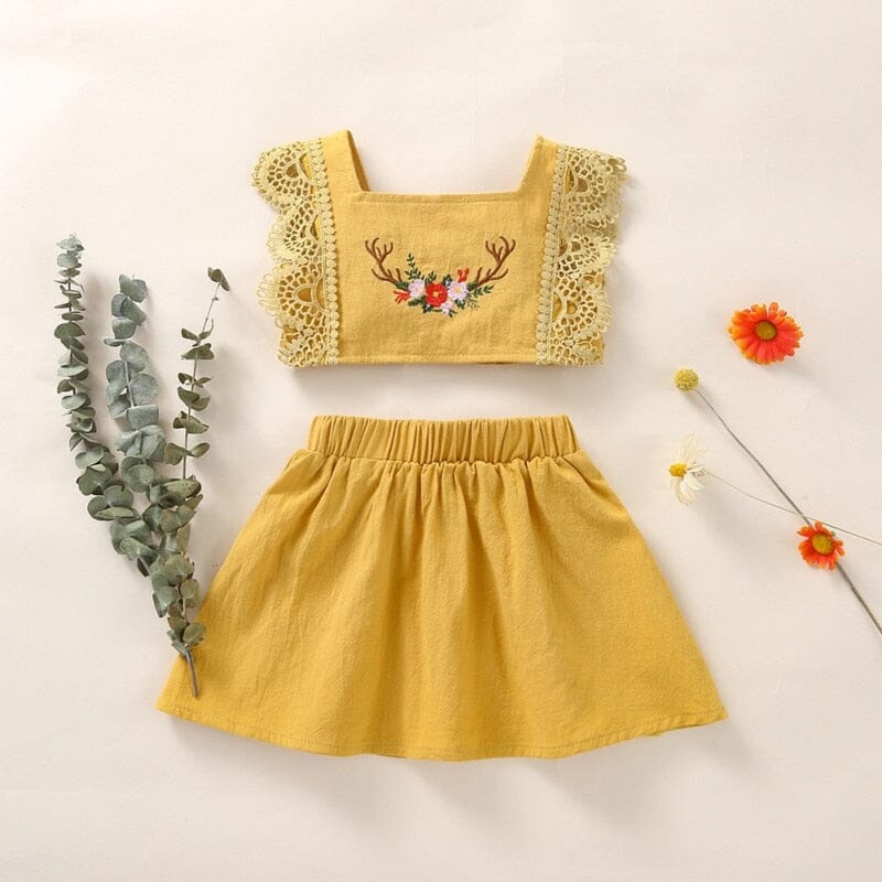 Conjunto Infantil Feminino Bordadinho Loja Click Certo Amarelo 9-12 Meses 