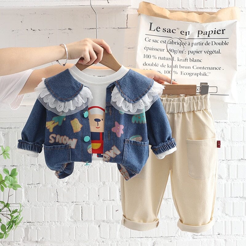 Conjunto Infantil Feminino Botões 3 Peças Loja Click Certo 