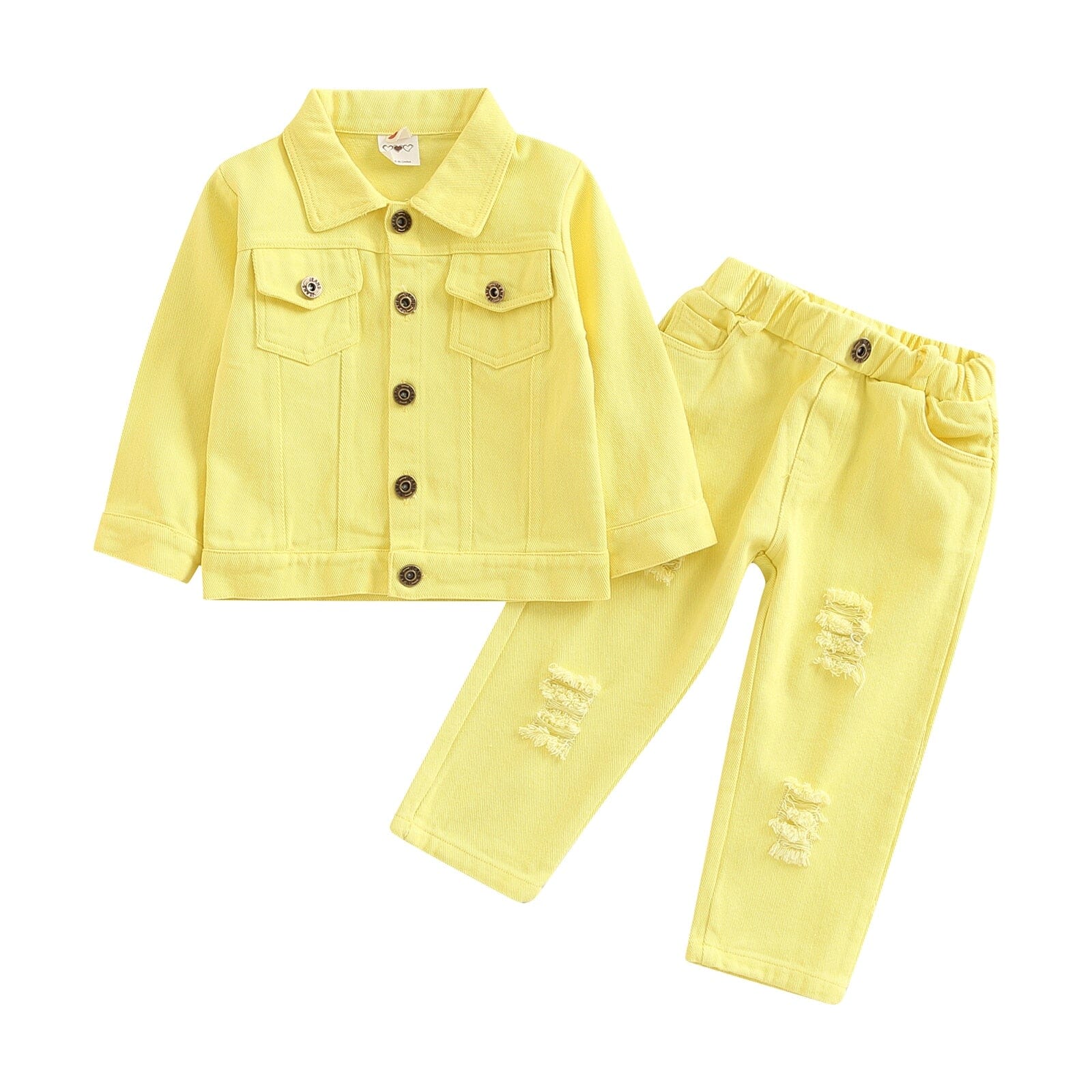 Conjunto Infantil Feminino Botões Bolsinhos Loja Click Certo Amarelo 2-3 Anos 