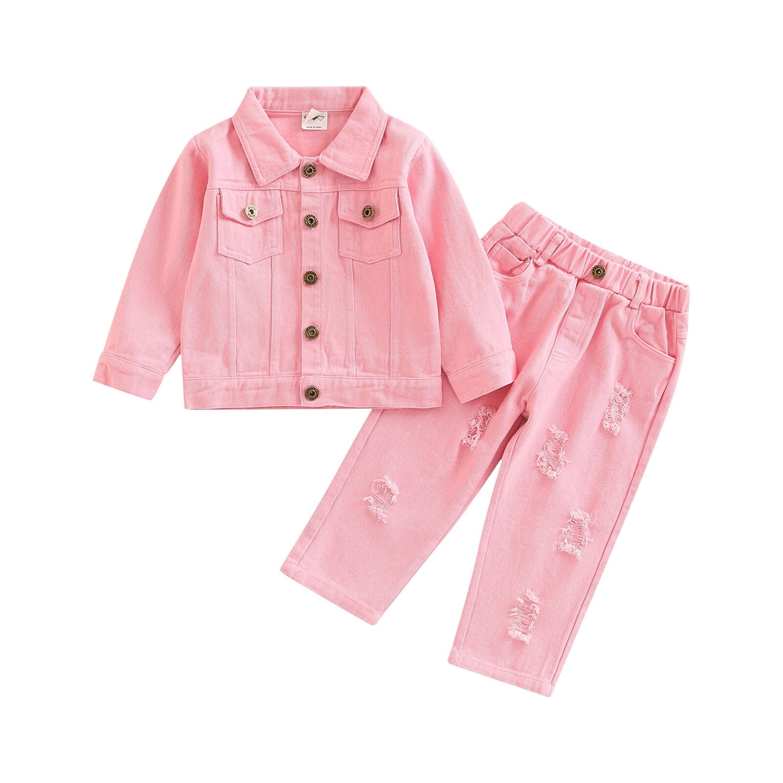 Conjunto Infantil Feminino Botões Bolsinhos Loja Click Certo Rosa 2-3 Anos 