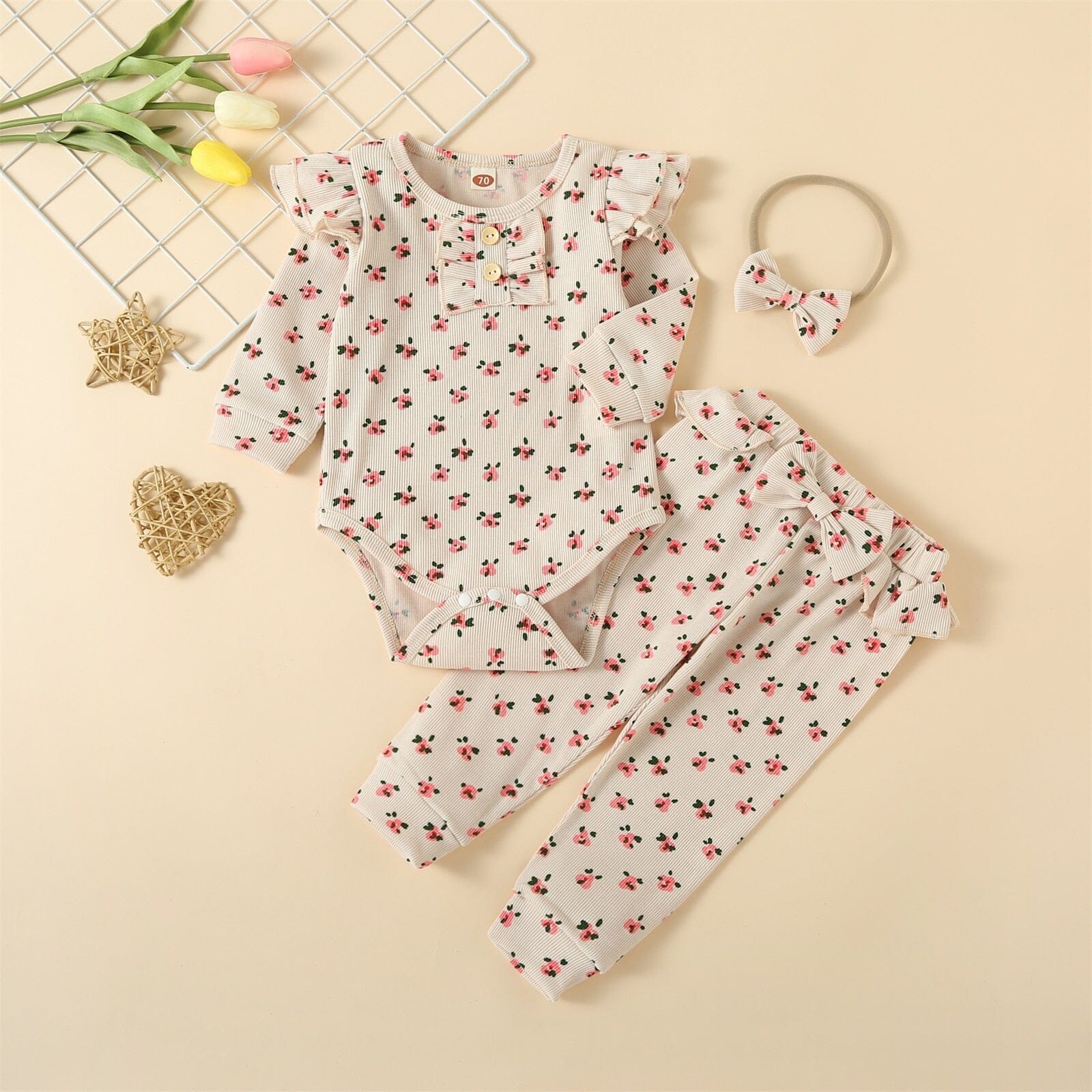 Conjunto Infantil Feminino Botões + Faixa Loja Click Certo 