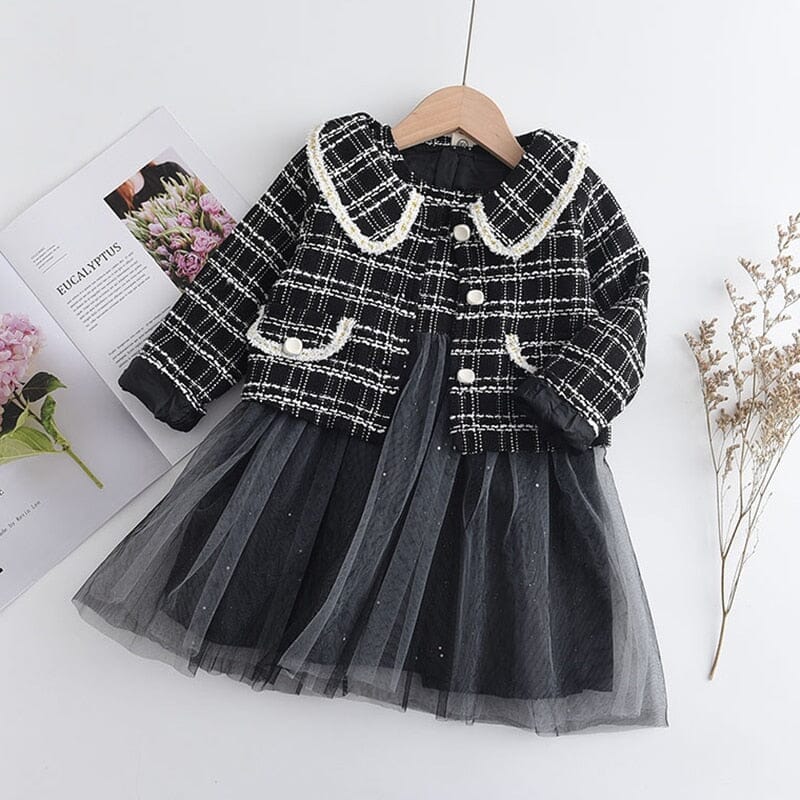 Conjunto Infantil Feminino Botões Tule Loja Click Certo Preto 12-24 Meses 