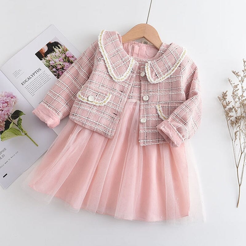 Conjunto Infantil Feminino Botões Tule Loja Click Certo Rosa 12-24 Meses 