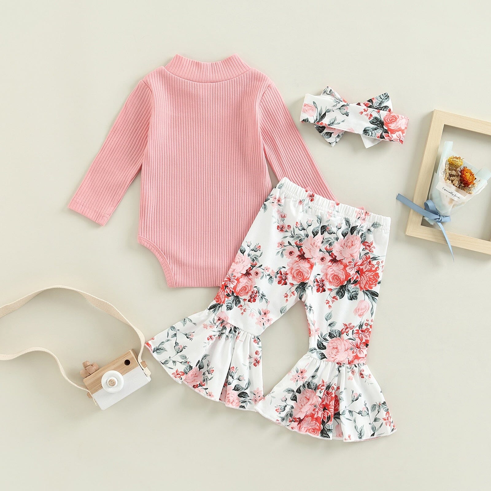 Conjunto Infantil Feminino Calça Flare + Faixa 0 Loja Click Certo 