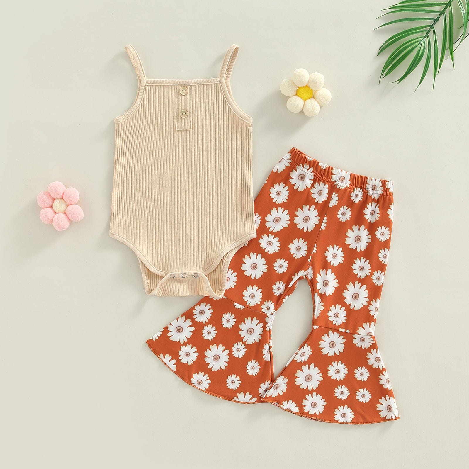 Conjunto Infantil Feminino Calça Flores Loja Click Certo 3-6 Meses 