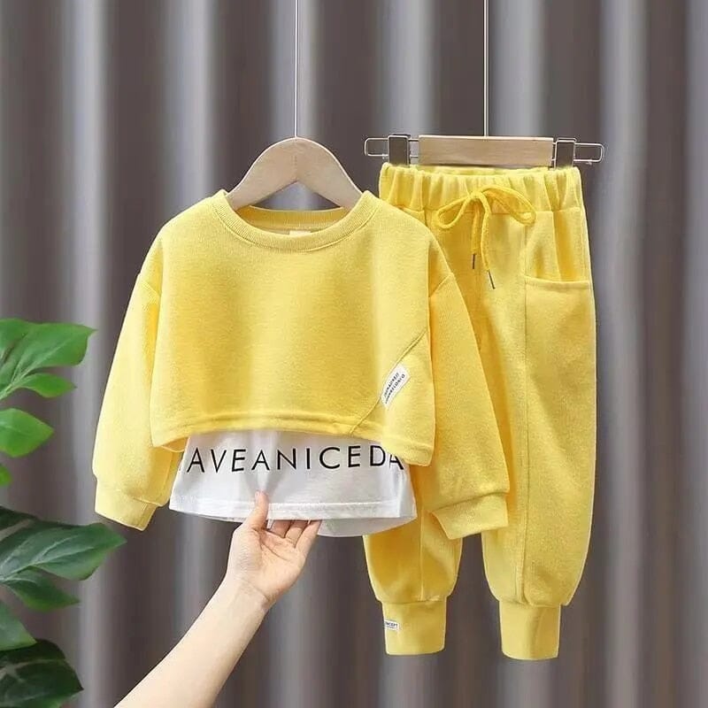 Conjunto Infantil Feminino Cropped e Calça Bolsinhos Loja Click Certo Amarelo 1-2 Anos 