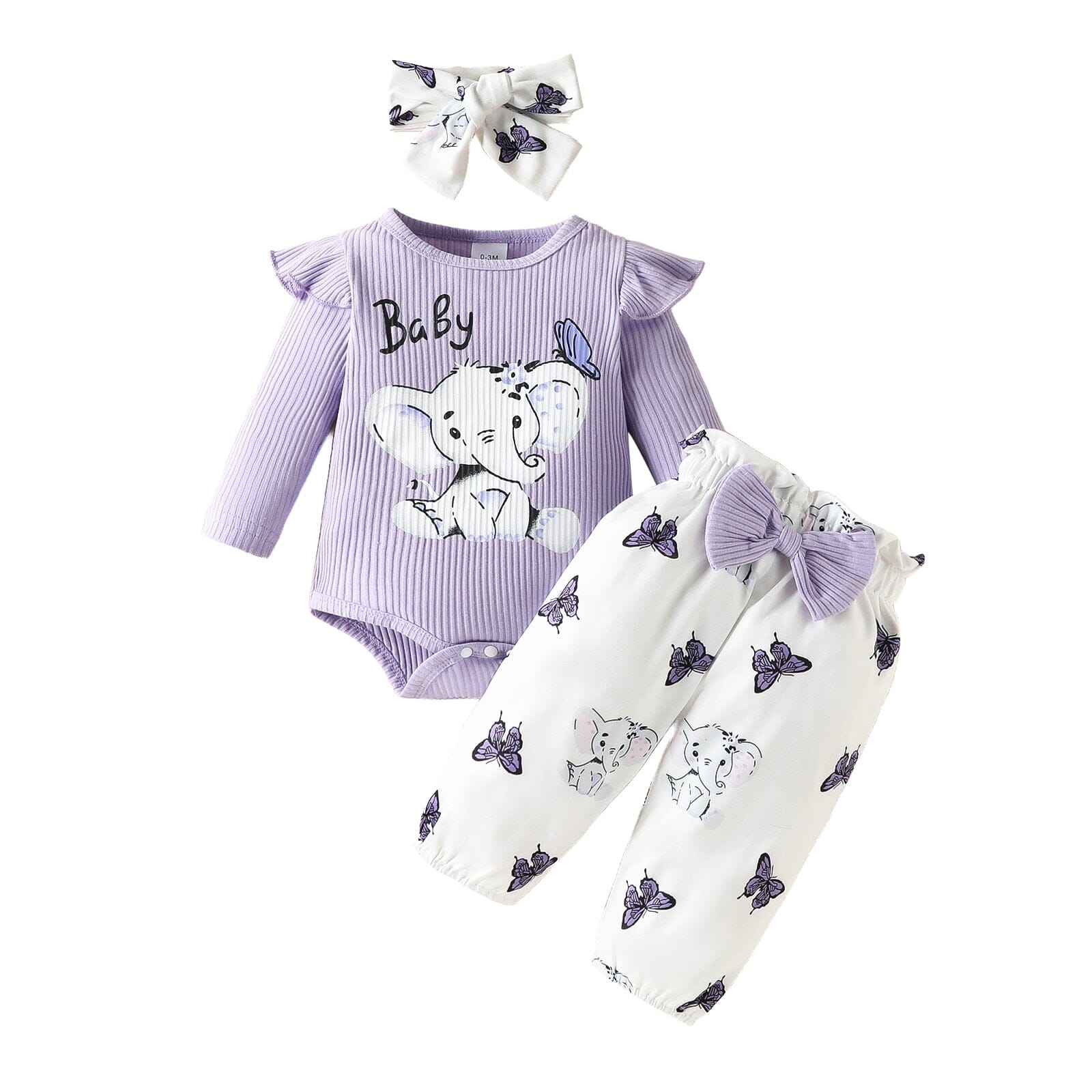 Conjunto Infantil Feminino Elefante + Laçinho Loja Click Certo Rosa 3-6 Meses 