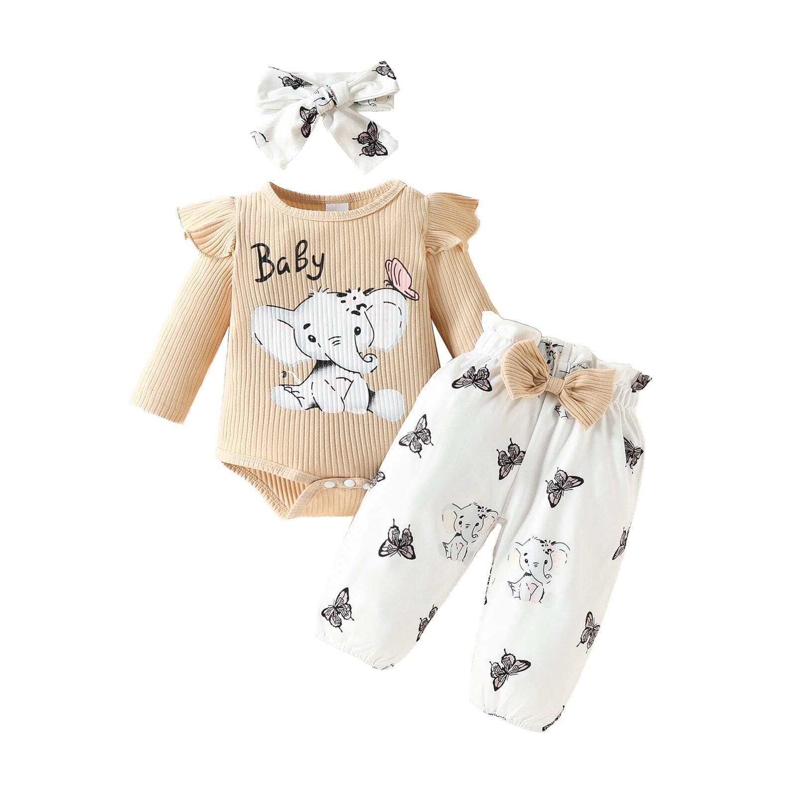 Conjunto Infantil Feminino Elefante + Laçinho Loja Click Certo Roxo 3-6 Meses 