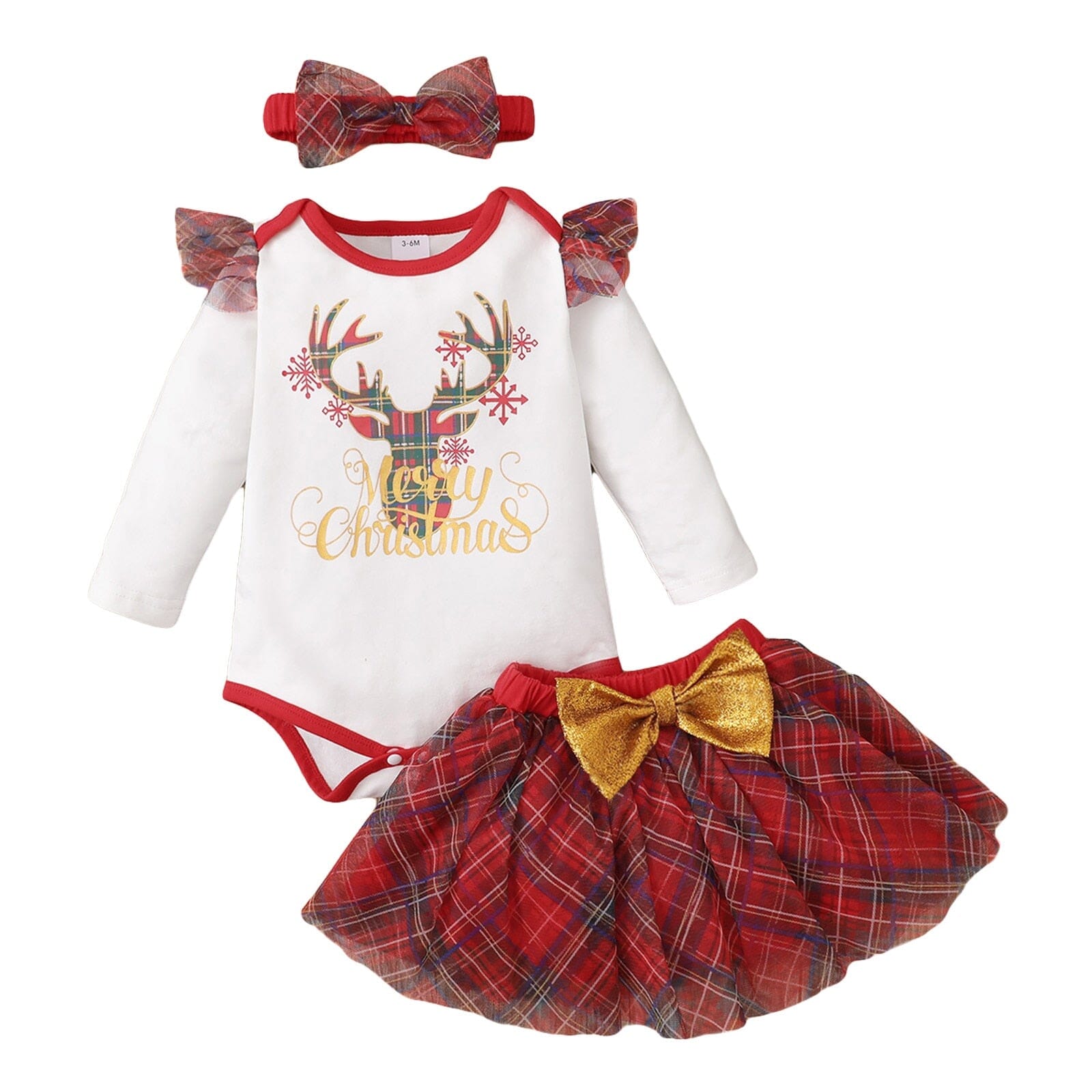 Conjunto Infantil Feminino "Feliz Natal" 0 Loja Click Certo 0-3 Meses 