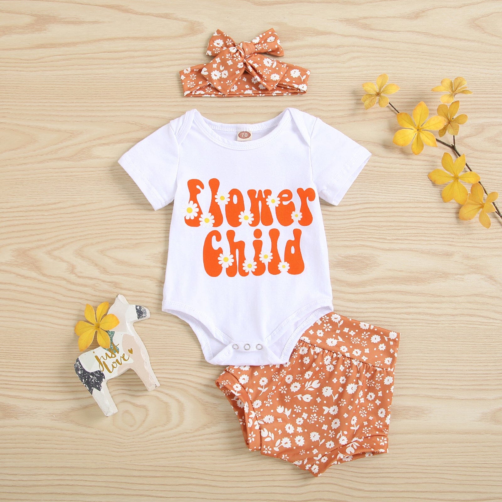 Conjunto Infantil Feminino "Flor e Criança" Loja Click Certo 0-3 Meses 