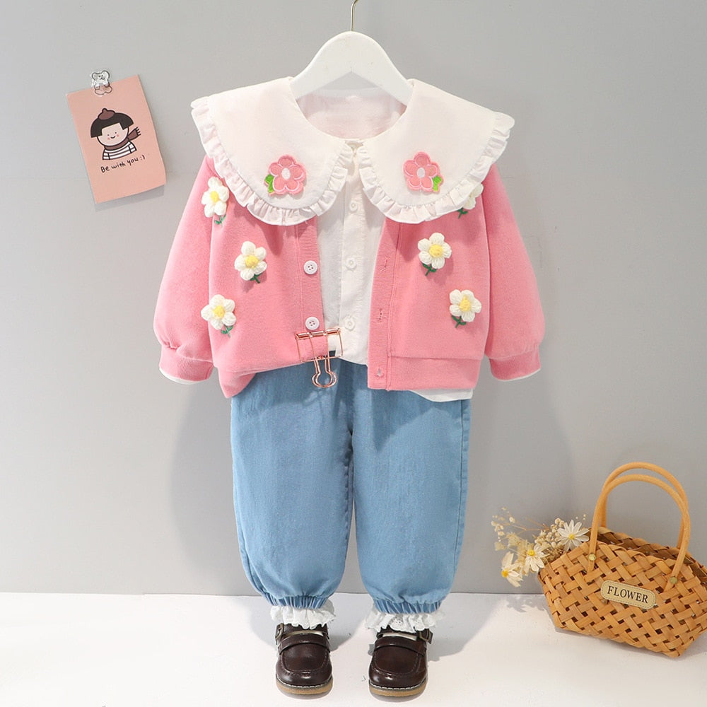 Conjunto Infantil Feminino Flores conjunto Loja Click Certo 