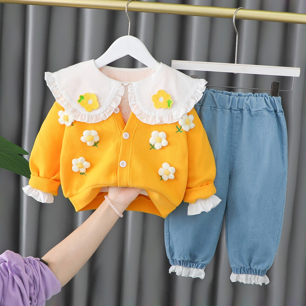 Conjunto Infantil Feminino Flores conjunto Loja Click Certo Amarelo 4-6 Meses 