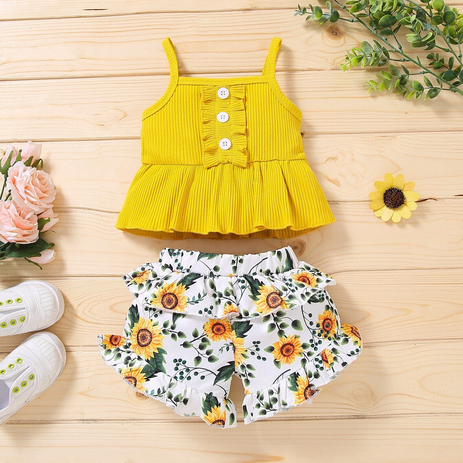 Conjunto Infantil Feminino Flores e Alcinha Loja Click Certo 