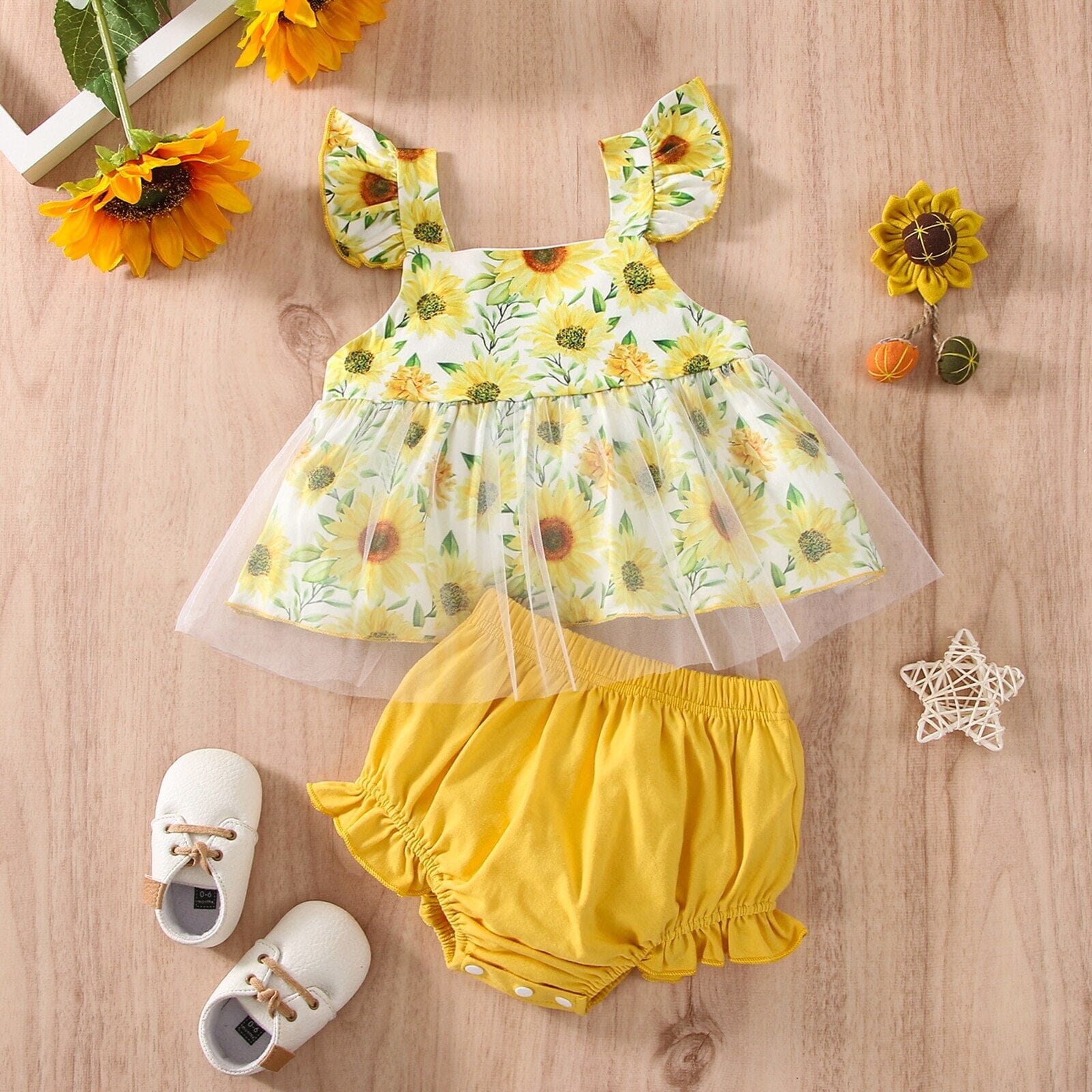 Conjunto Infantil Feminino Flores e Tule Loja Click Certo 