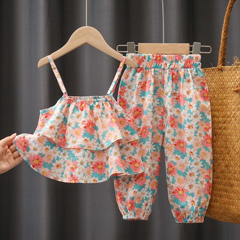 Conjunto Infantil Feminino Flores Loja Click Certo Rosa 6-9 Meses 