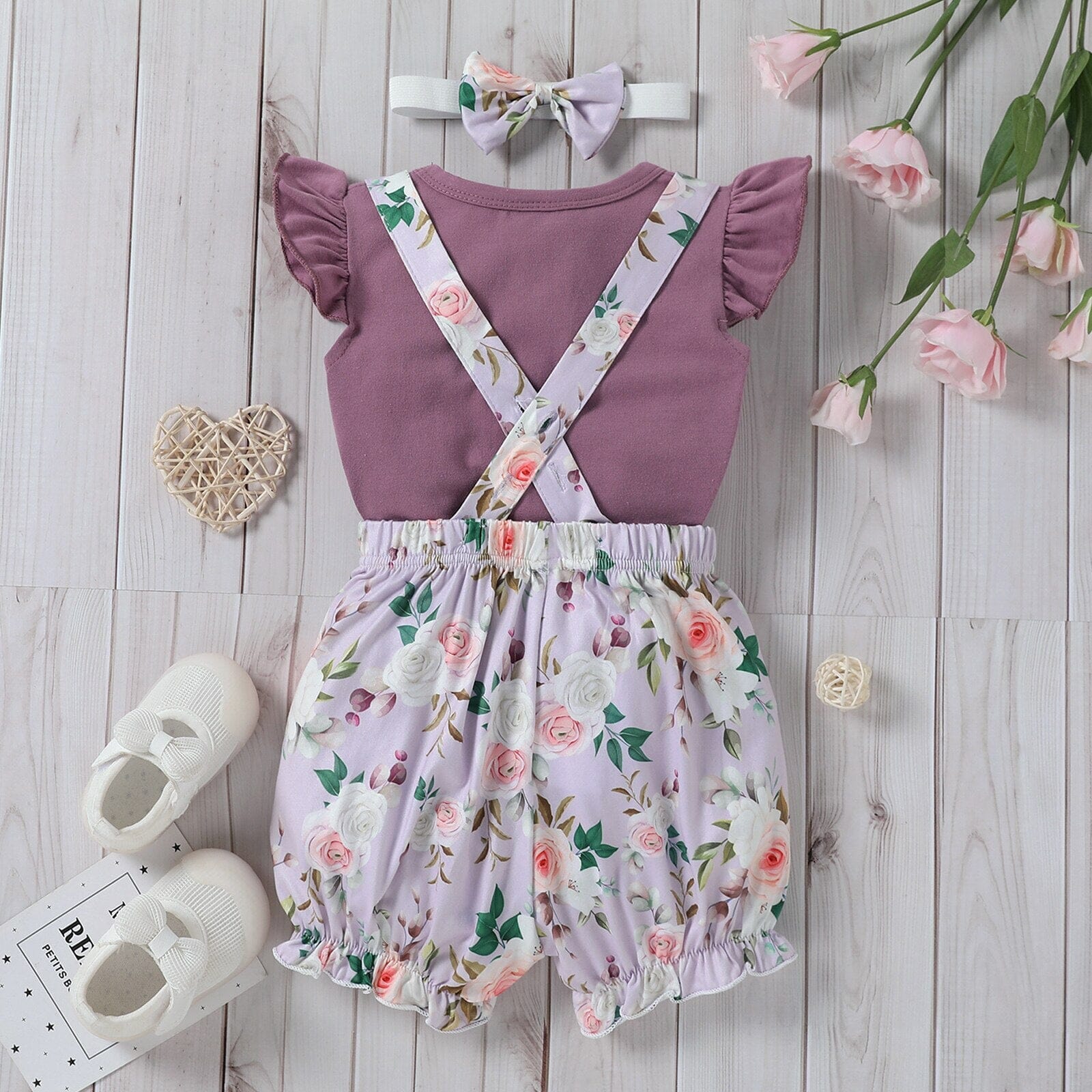 Conjunto Infantil Feminino Florido + Faixa Loja Click Certo 