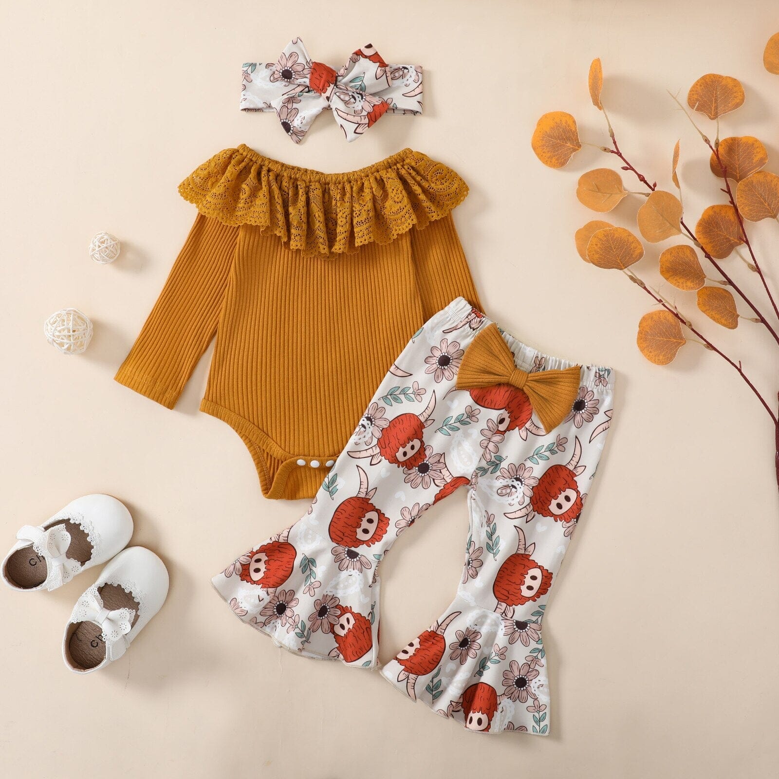 Conjunto Infantil Feminino Flower + Faixa Loja Click Certo 