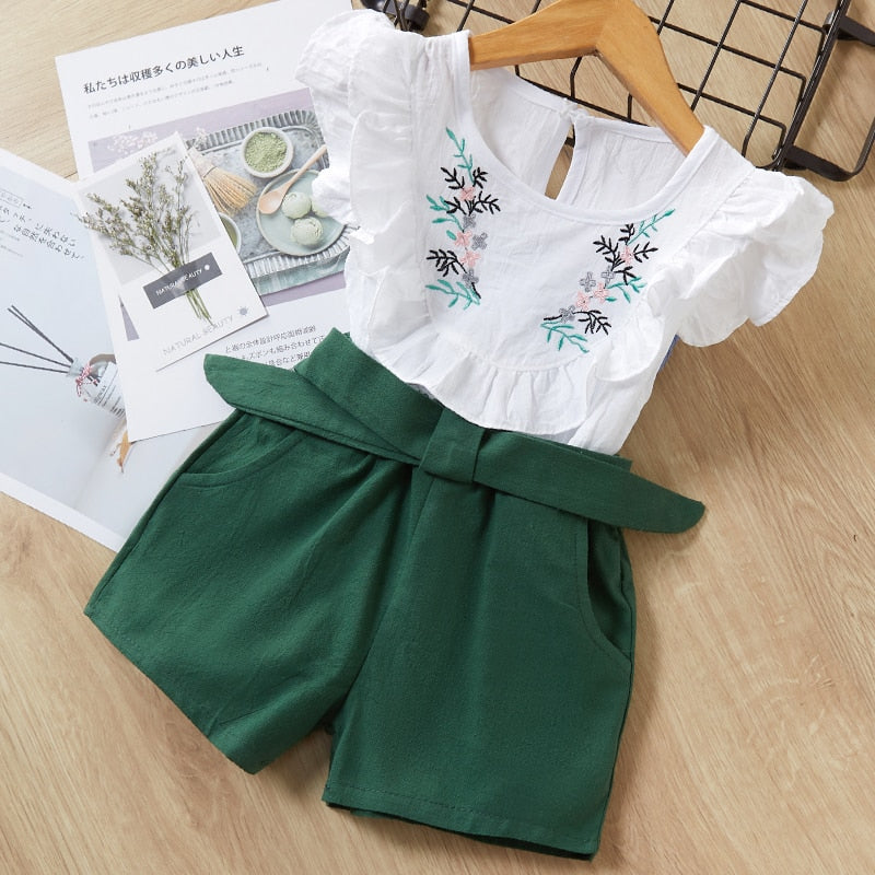 Conjunto Infantil Feminino Folhinhas conjunto Loja Click Certo Verde 2-3 Anos 