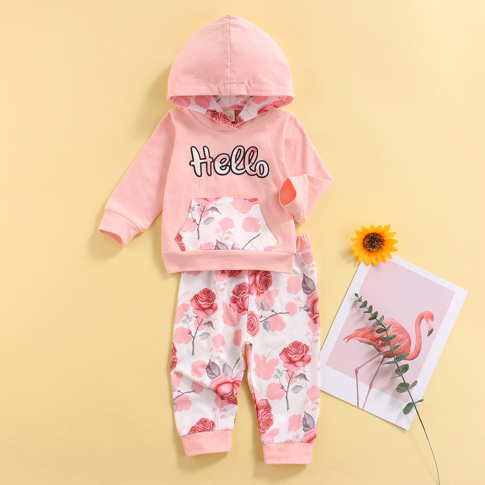 Conjunto Infantil Feminino Hello conjunto Loja Click Certo Rosa 0-6 meses 