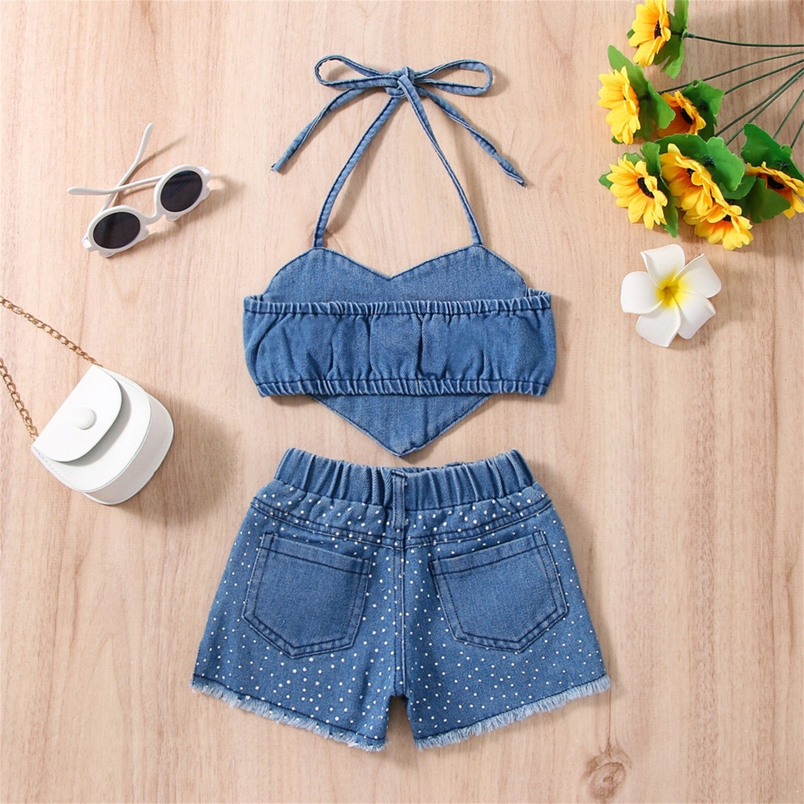 Conjunto Infantil Feminino Jeans Pontinhos Loja Click Certo 