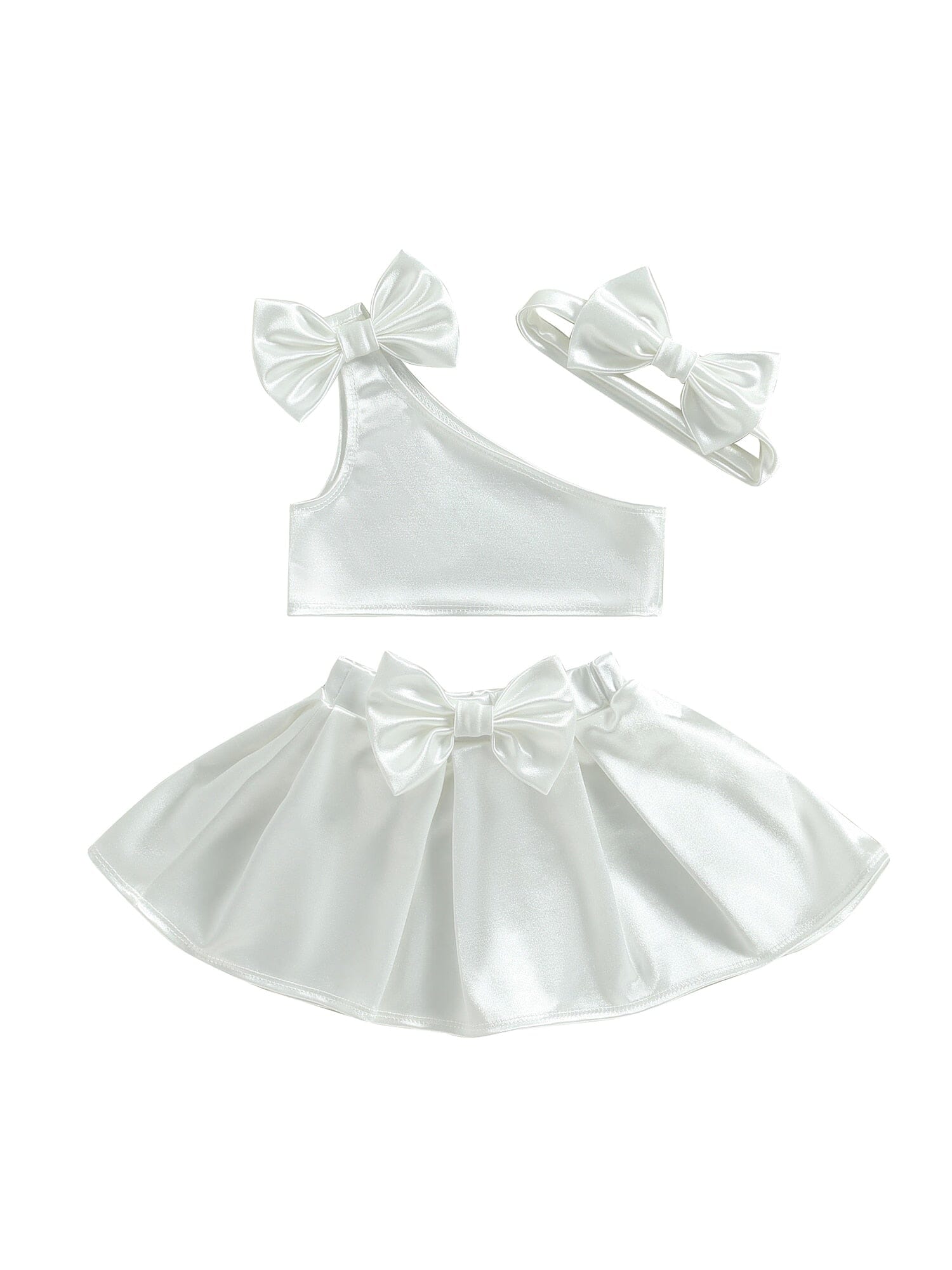 Conjunto Infantil Feminino Lacinhos + Faixa Loja Click Certo Branco 2-3 Anos 