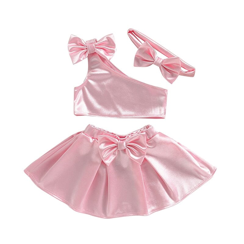 Conjunto Infantil Feminino Lacinhos + Faixa Loja Click Certo Rosa 2-3 Anos 