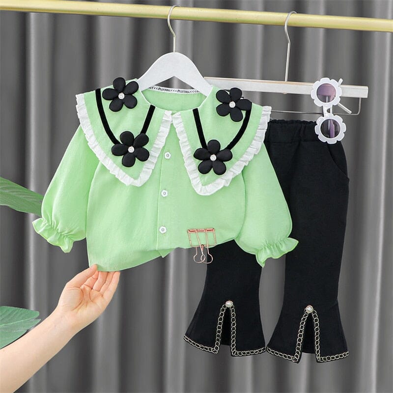 Conjunto Infantil Feminino Luxo Flores 0 Loja Click Certo Verde 1-2 Anos 