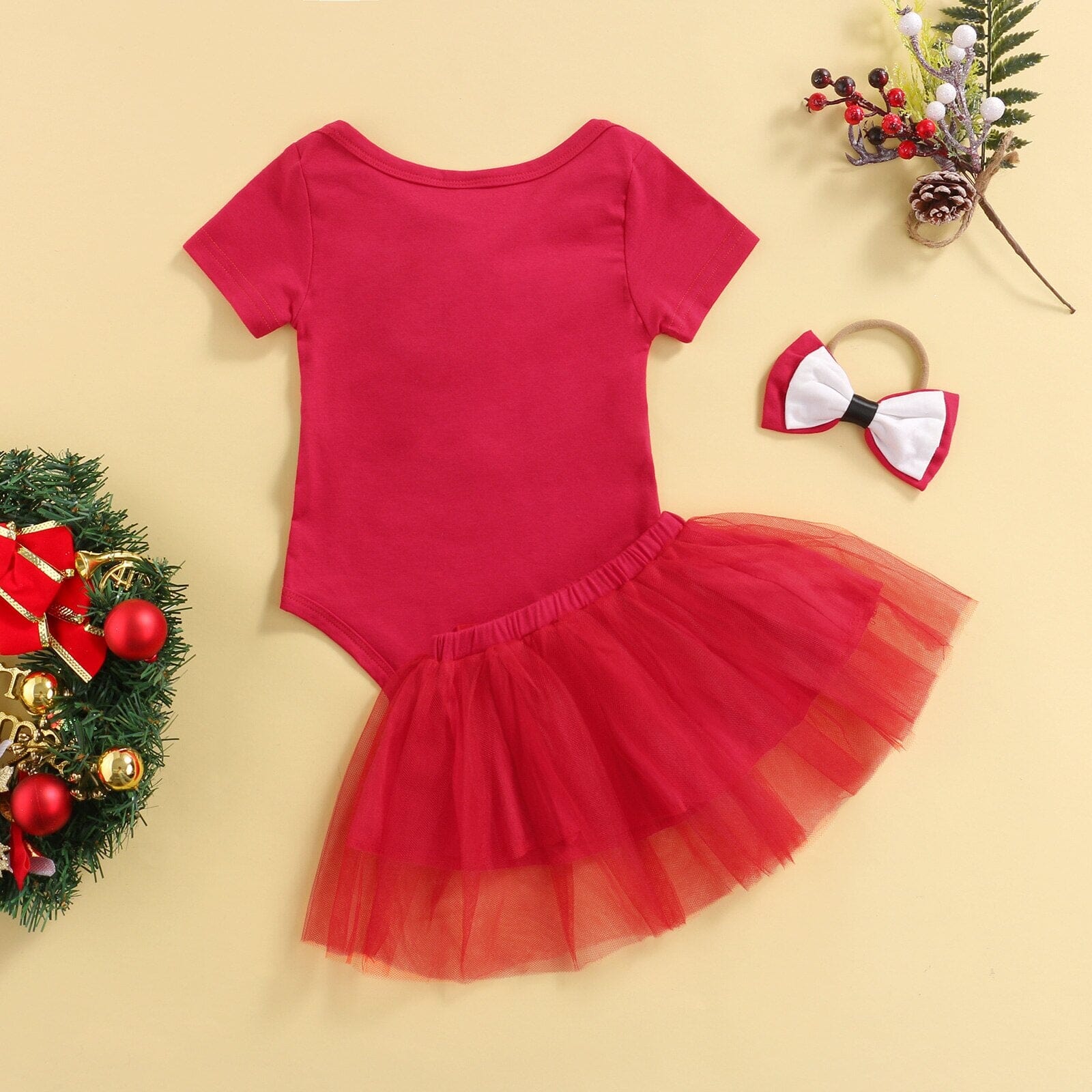 Conjunto Infantil Feminino Mamãe Noel + Faixa 0 Loja Click Certo 