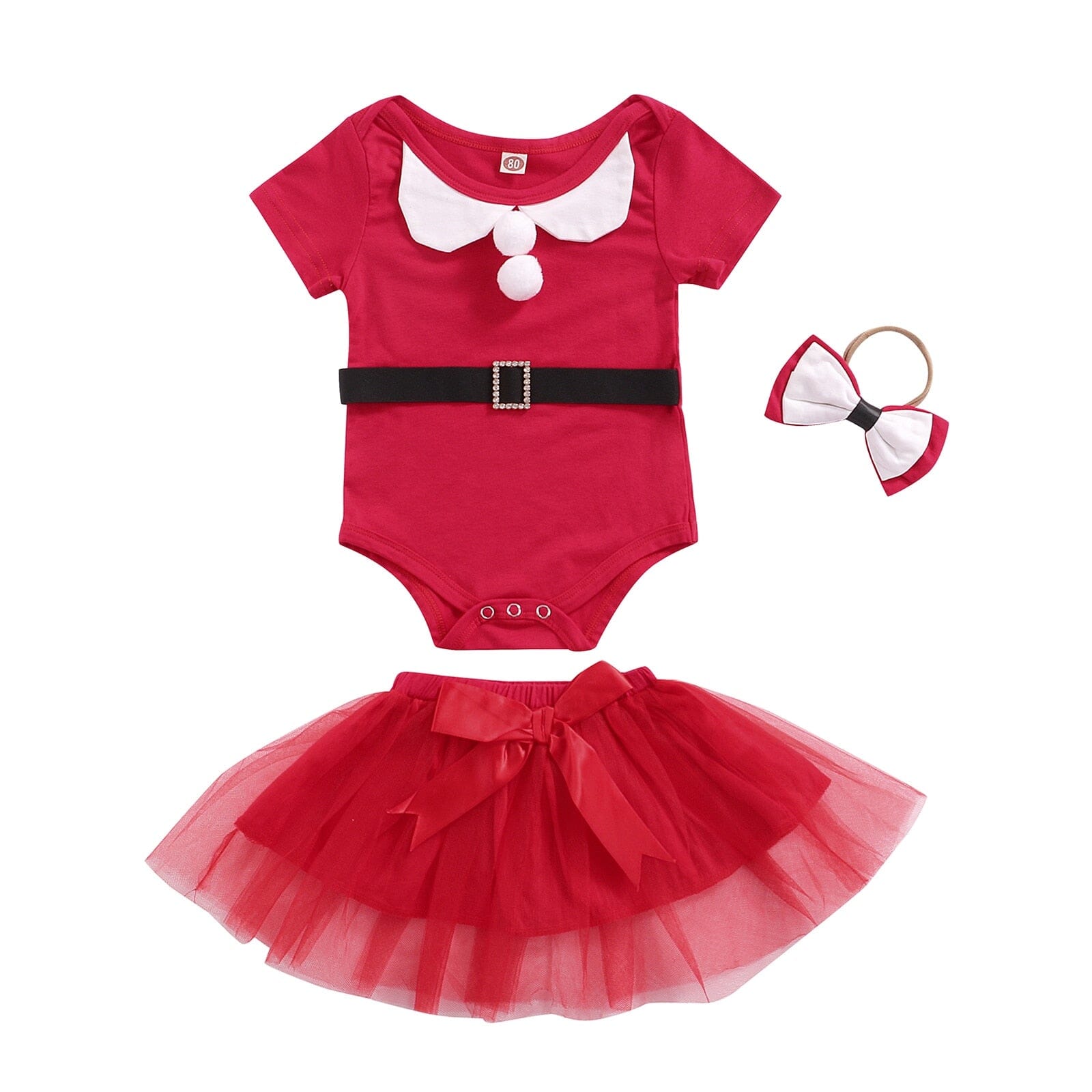 Conjunto Infantil Feminino Mamãe Noel + Faixa 0 Loja Click Certo 