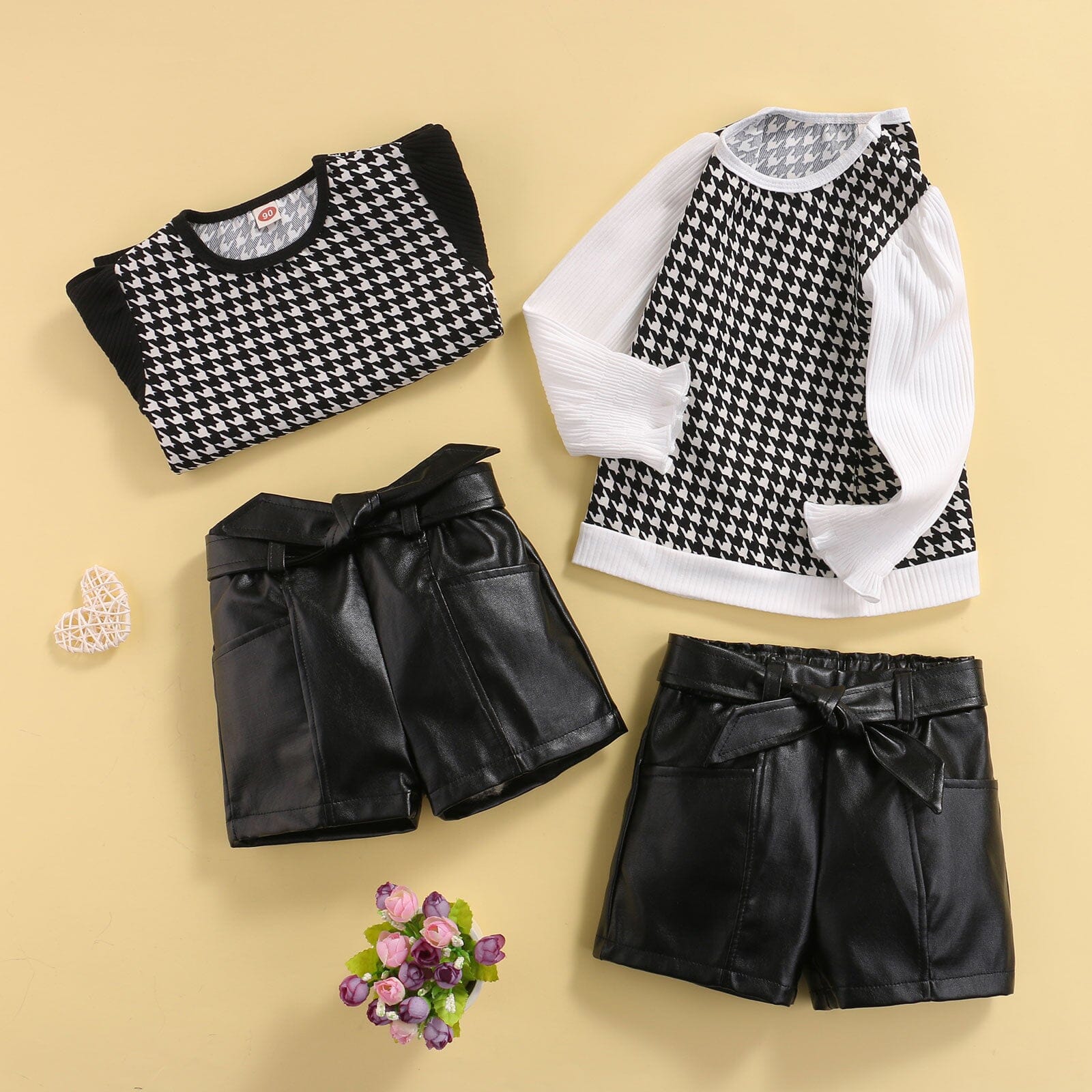 Conjunto Infantil Feminino Manga Longa e Couro Loja Click Certo 