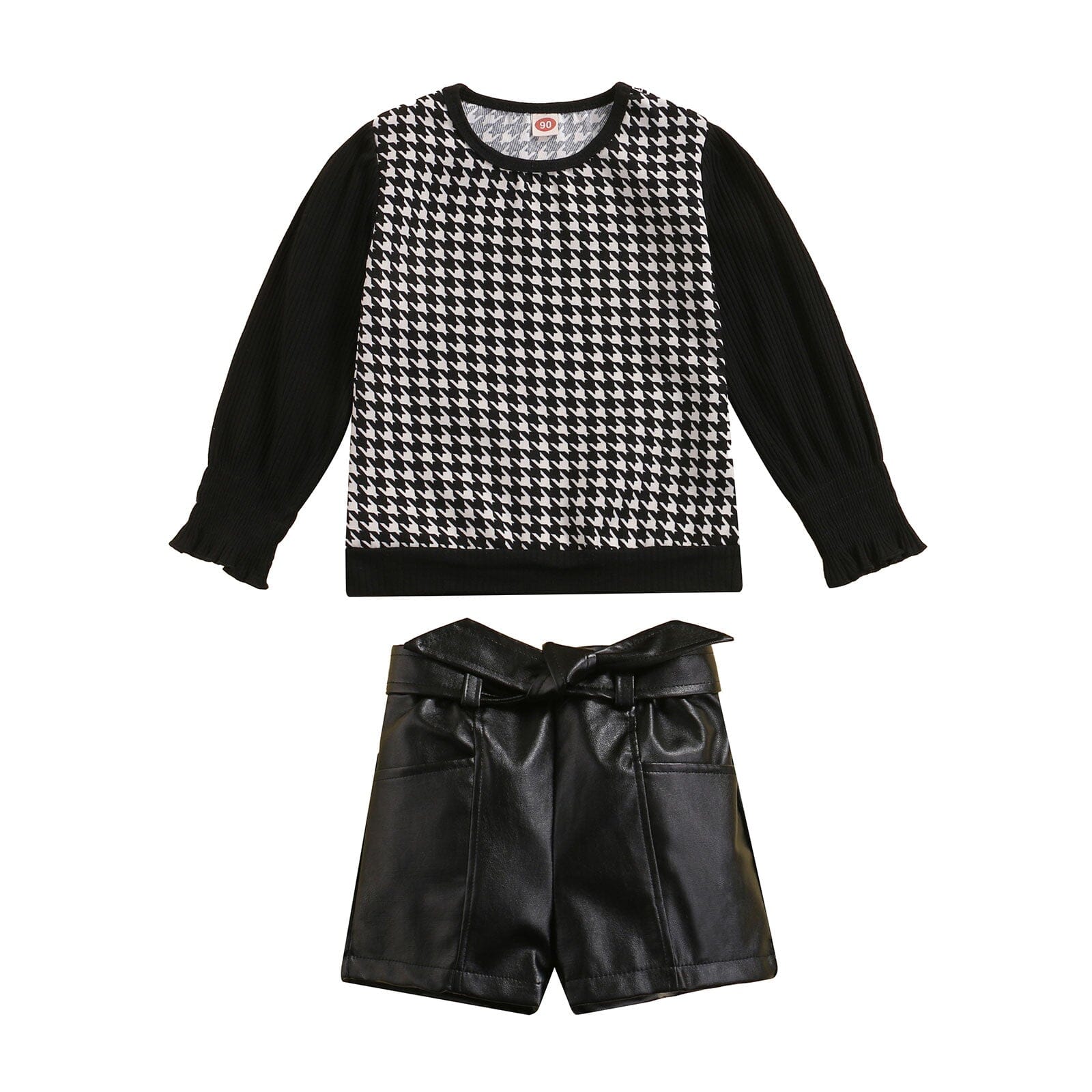 Conjunto Infantil Feminino Manga Longa e Couro Loja Click Certo Preto 1-2 Anos 