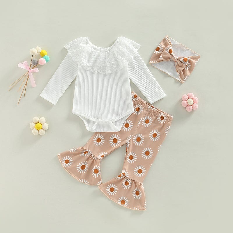 Conjunto Infantil Feminino Margarida + Faixa Loja Click Certo 0-6 Meses 