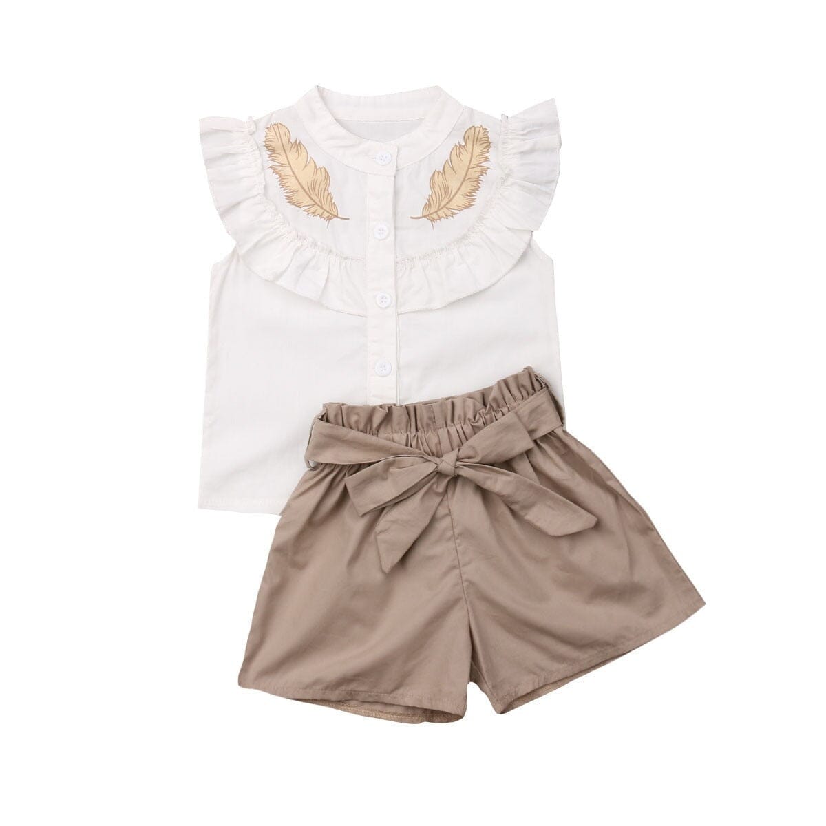 Conjunto Infantil Feminino Marrom Penas Loja Click Certo 1-2 Anos 