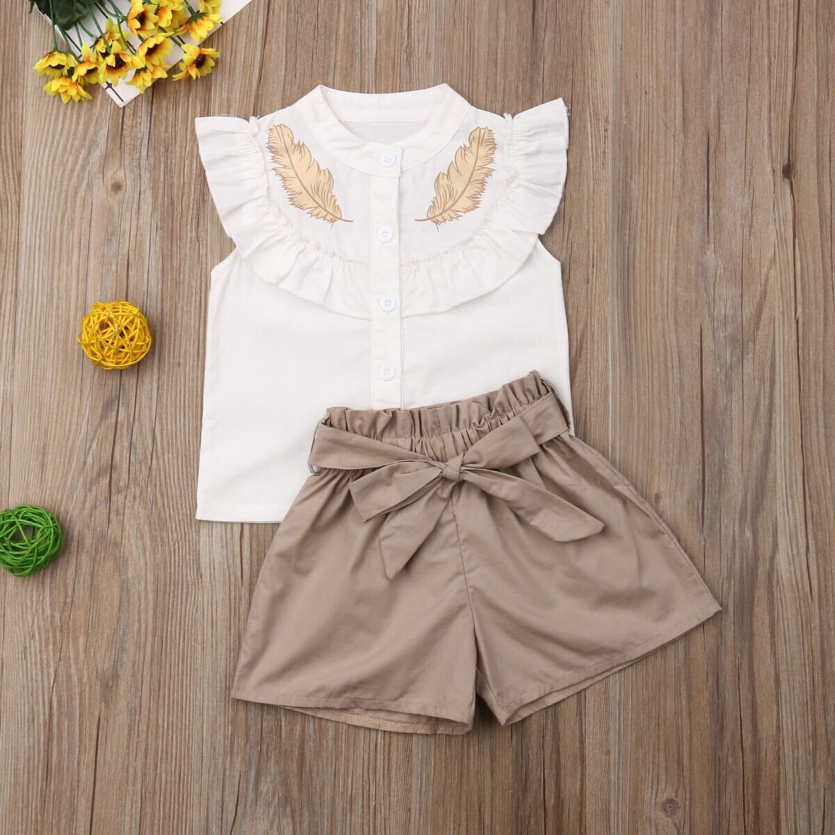 Conjunto Infantil Feminino Marrom Penas Loja Click Certo 