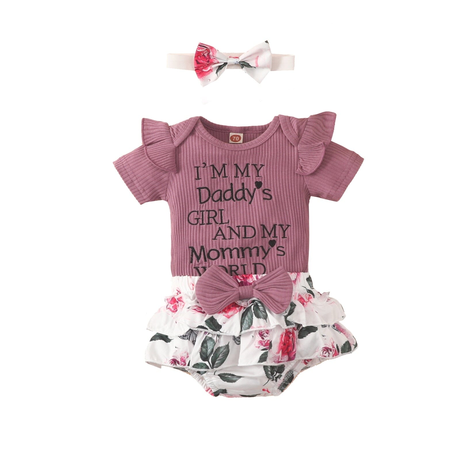 Conjunto Infantil Feminino Menina + Faixa Loja Click Certo Roxo 3-6 Meses 