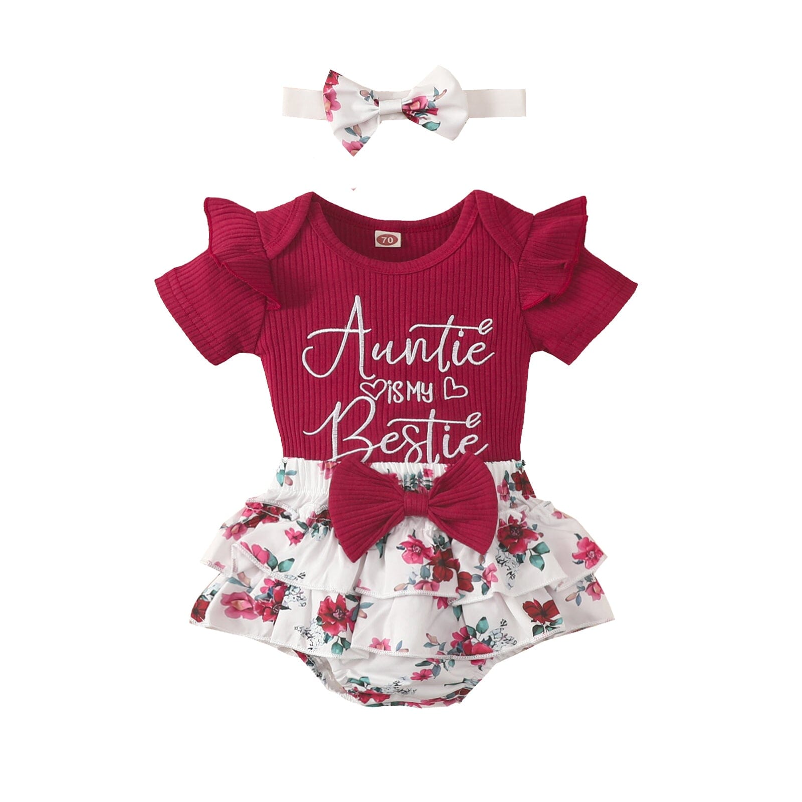 Conjunto Infantil Feminino Menina + Faixa Loja Click Certo Vermelho 3-6 Meses 