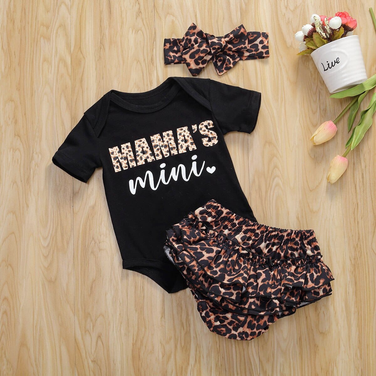 Conjunto Infantil Feminino "Mini da Mamãe" Loja Click Certo 0-3 Meses 