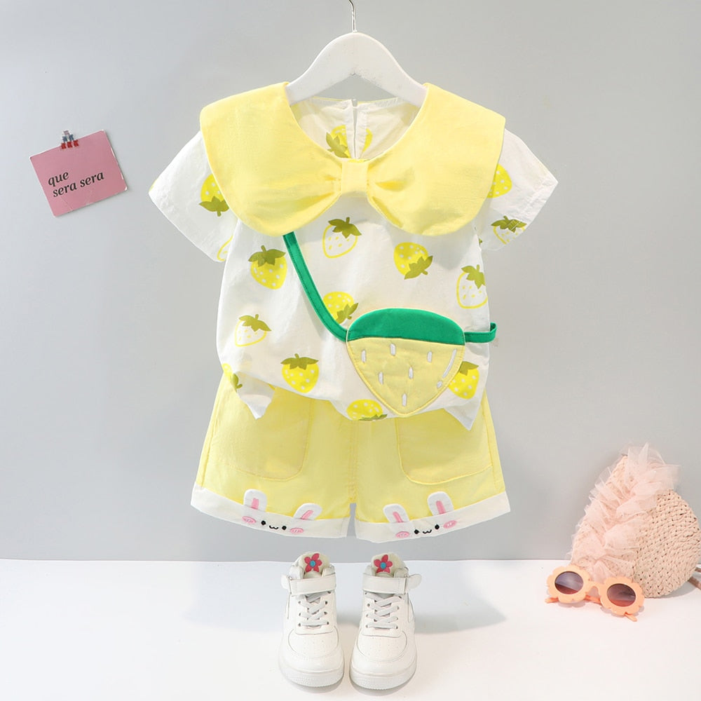 Conjunto Infantil Feminino Moranguinho conjunto Loja Click Certo Amarelo 9-12 Meses 