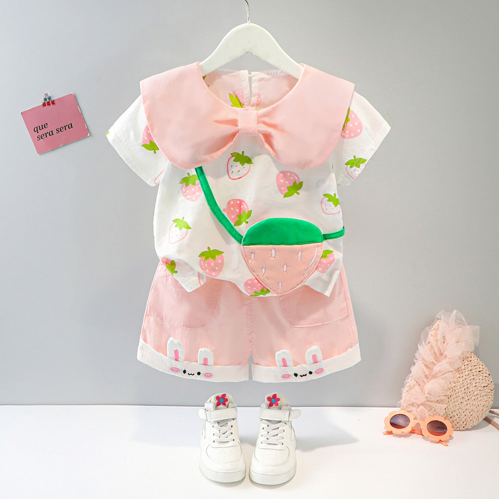 Conjunto Infantil Feminino Moranguinho conjunto Loja Click Certo Rosa 9-12 Meses 