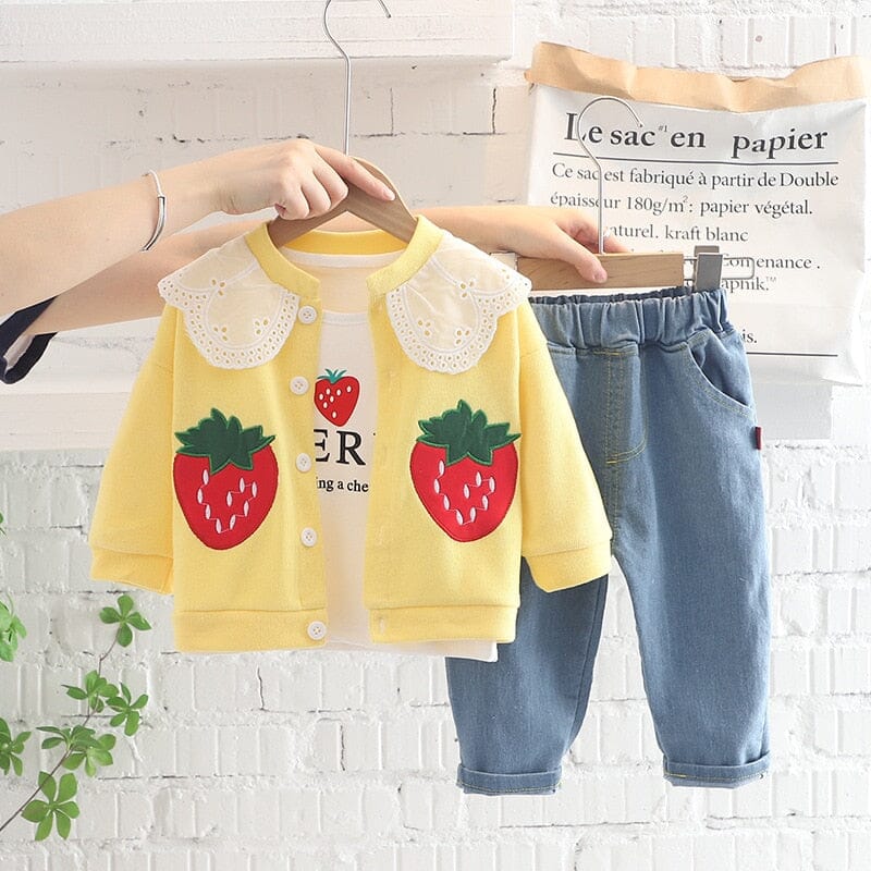 Conjunto Infantil Feminino Moranguinho Loja Click Certo Amarelo 4-6 Meses 