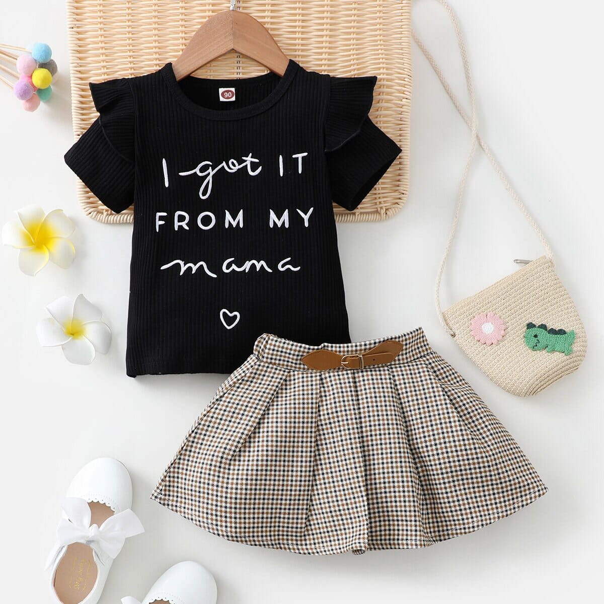 Conjunto Infantil Feminino "Peguei da minha Mamãe" Loja Click Certo 