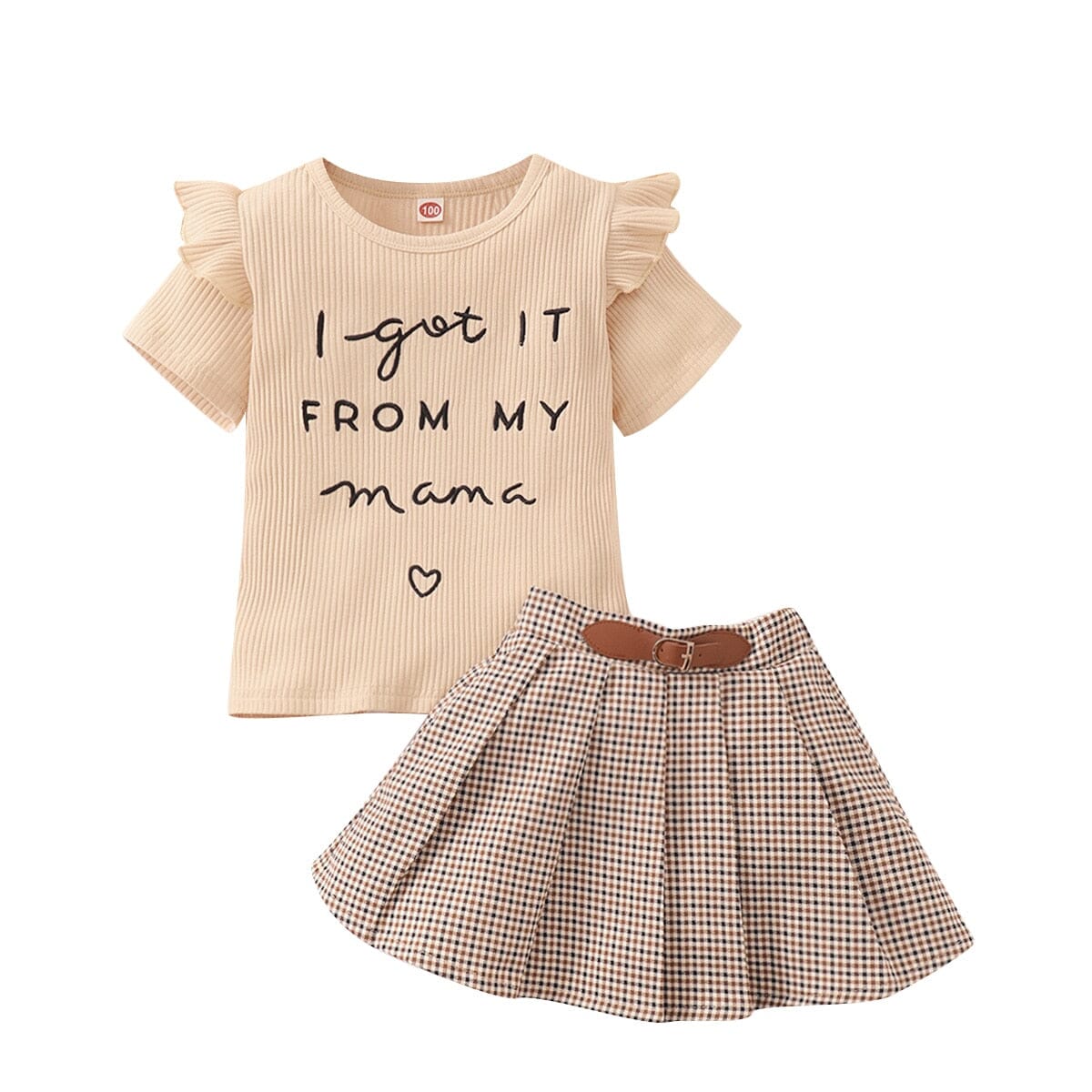 Conjunto Infantil Feminino "Peguei da minha Mamãe" Loja Click Certo Bege 18-24 meses 