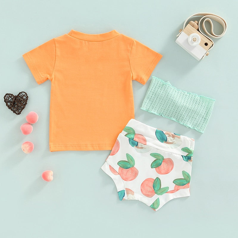 Conjunto Infantil Feminino Pêssego + Faixa conjunto Loja Click Certo 