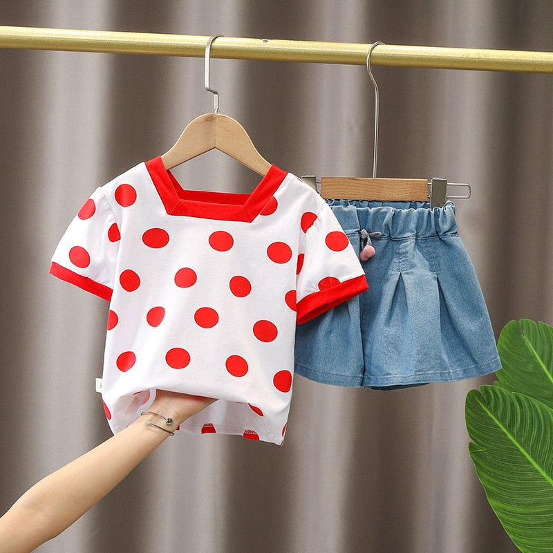 Conjunto Infantil Feminino Poá conjunto Loja Click Certo Vermelho 2-3 Anos 