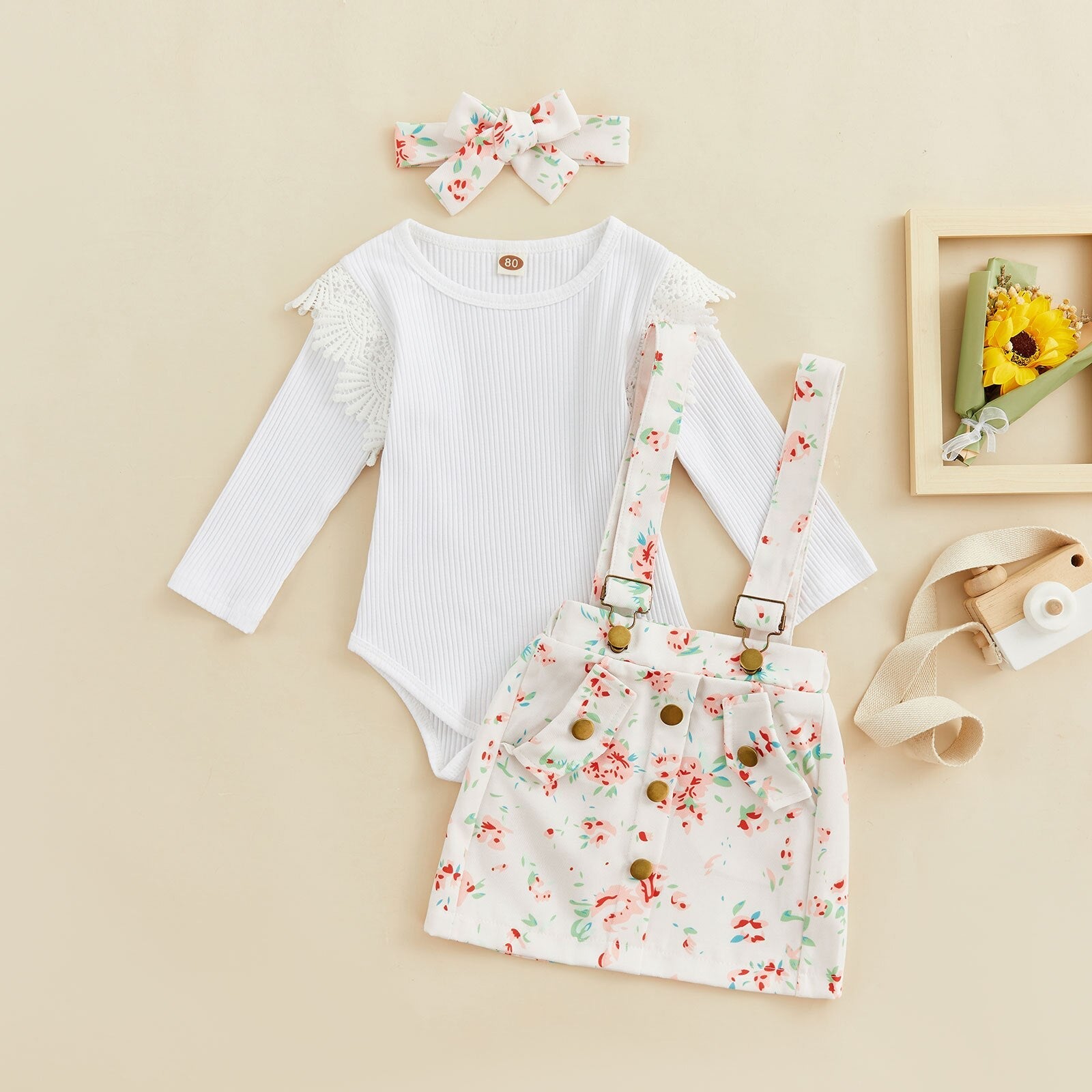 Conjunto Infantil Feminino Primavera + Faixa Loja Click Certo 