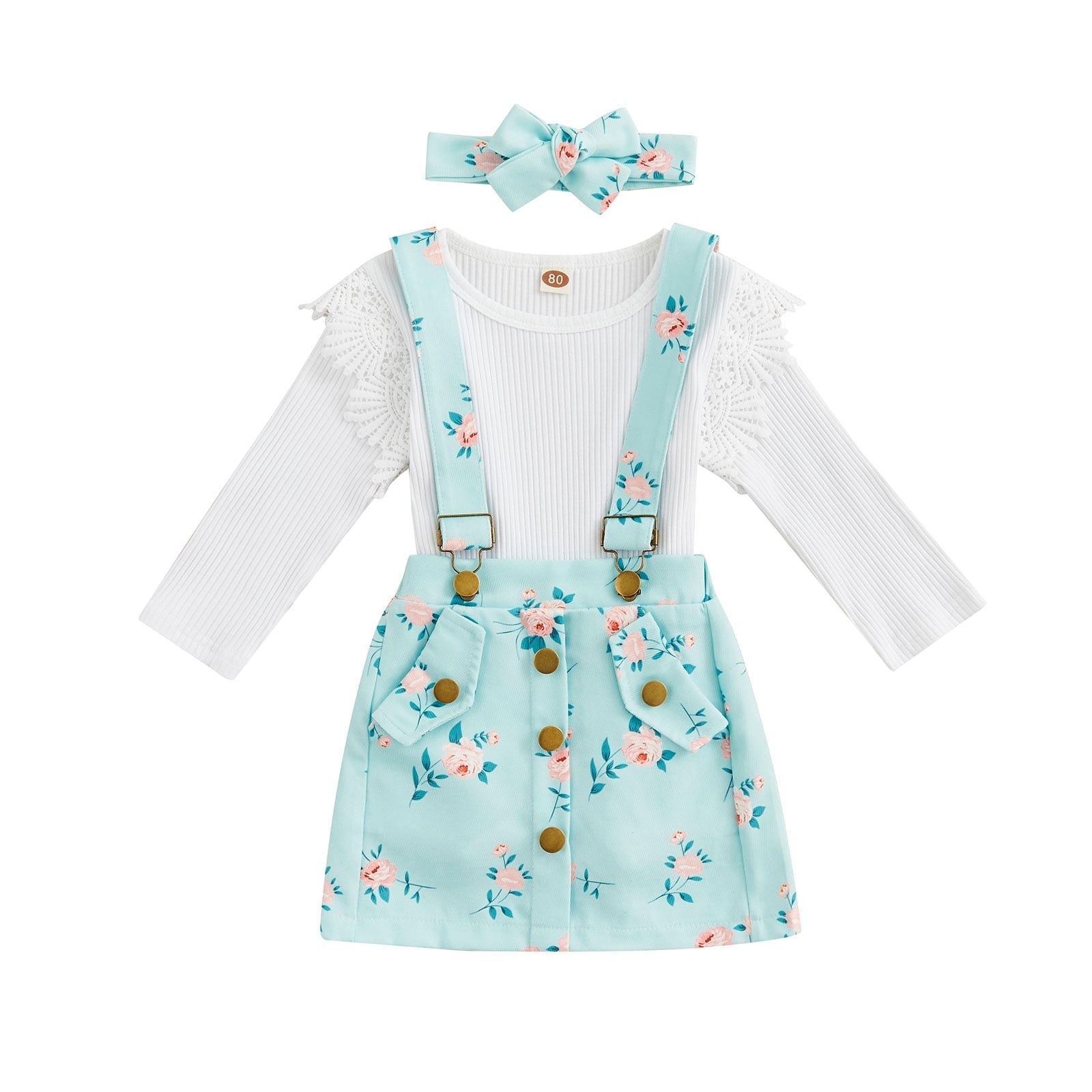 Conjunto Infantil Feminino Primavera + Faixa Loja Click Certo Verde 0-6 meses 