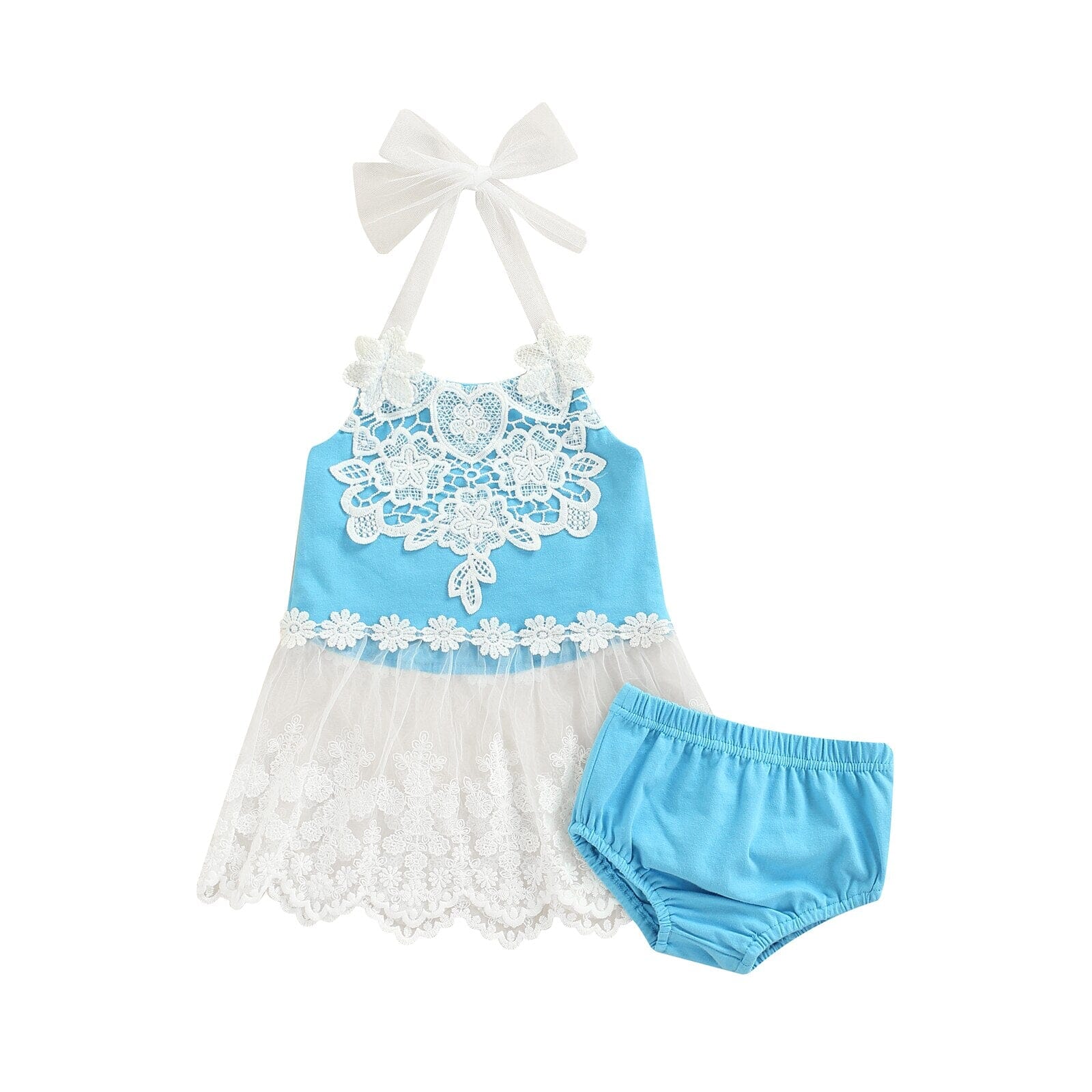 Conjunto Infantil Feminino Renda Loja Click Certo Azul 0-3 Meses 