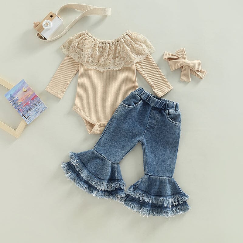 Conjunto Infantil Feminino Rendinha + Faixa Loja Click Certo 